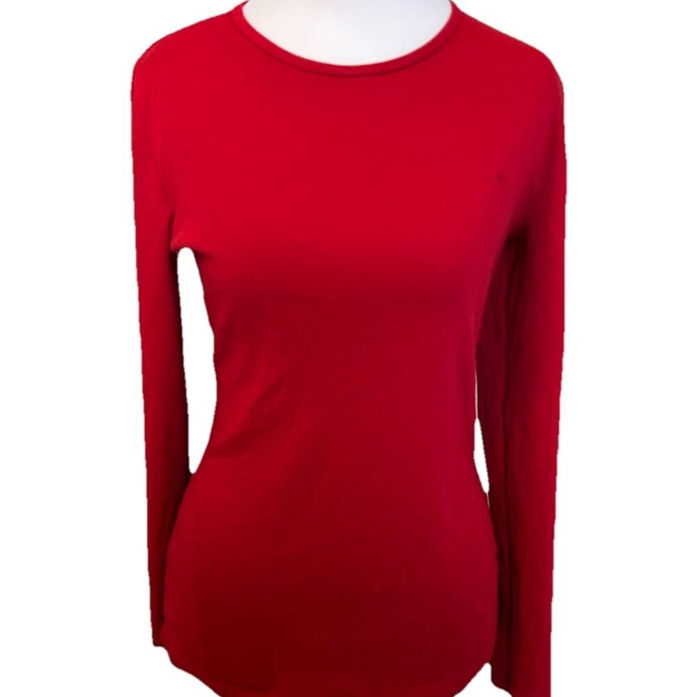 VTG Ralph Lauren Long Sleeve Shirt RED Womens Large Cotton RL Logo CREST Y2K 90s